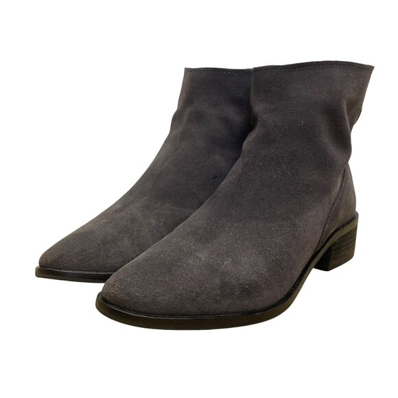 Vita Women’s Gray Suede With Back Zipper Block Heel Ankle Boots Size 8 - Picture 3 of 10